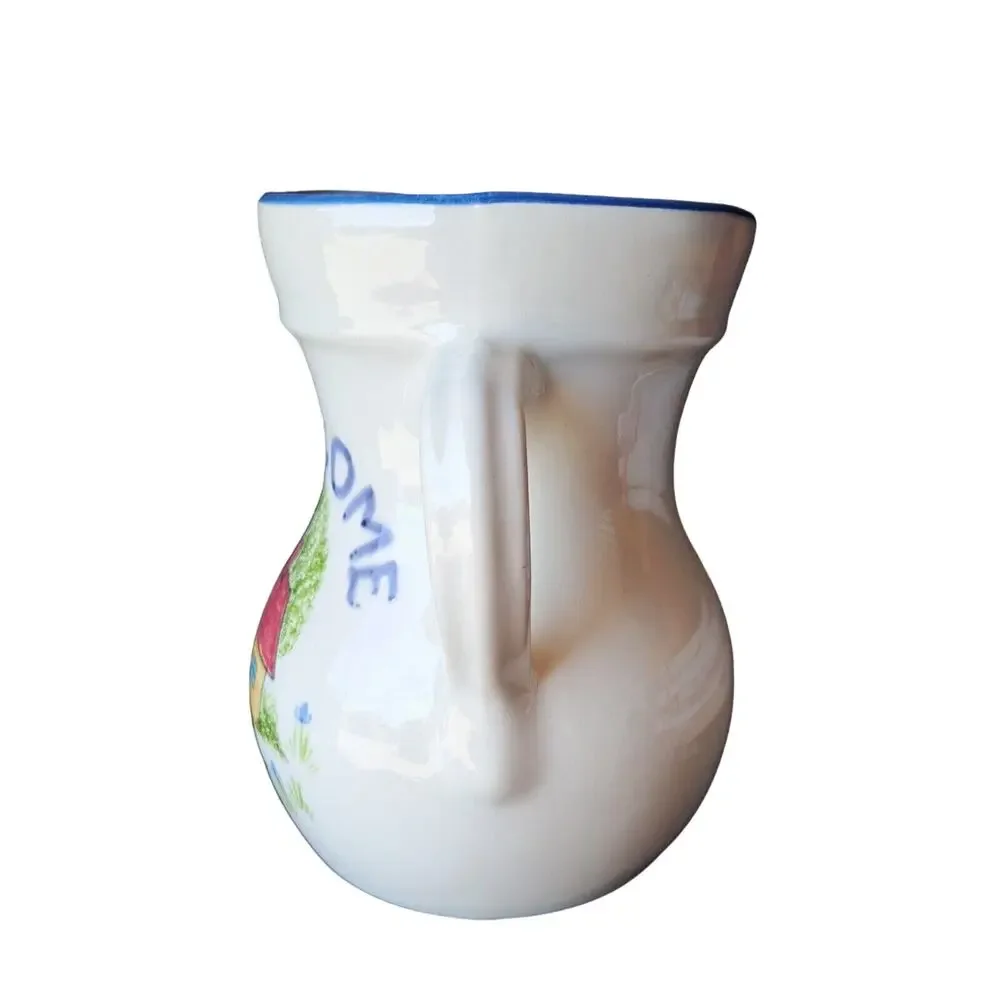 Vintage Pitcher Water Jug Welcome Country Cabin Feel Utensil Holder Flower Vase